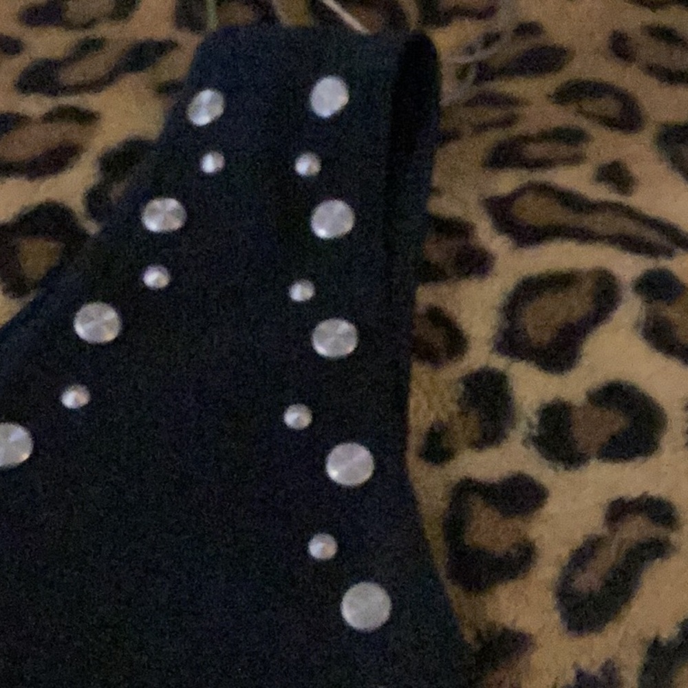Andrea Isabella Black Vintage Dress w/ Leather & Silver Studs - Picture 10 of 11